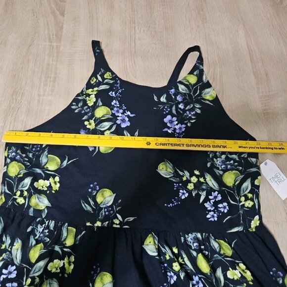 Time And Tru Plus Size Xxxl Tie Back Maxi Dress Fruit Bouquet Dark Navy New - Picture 7 of 9